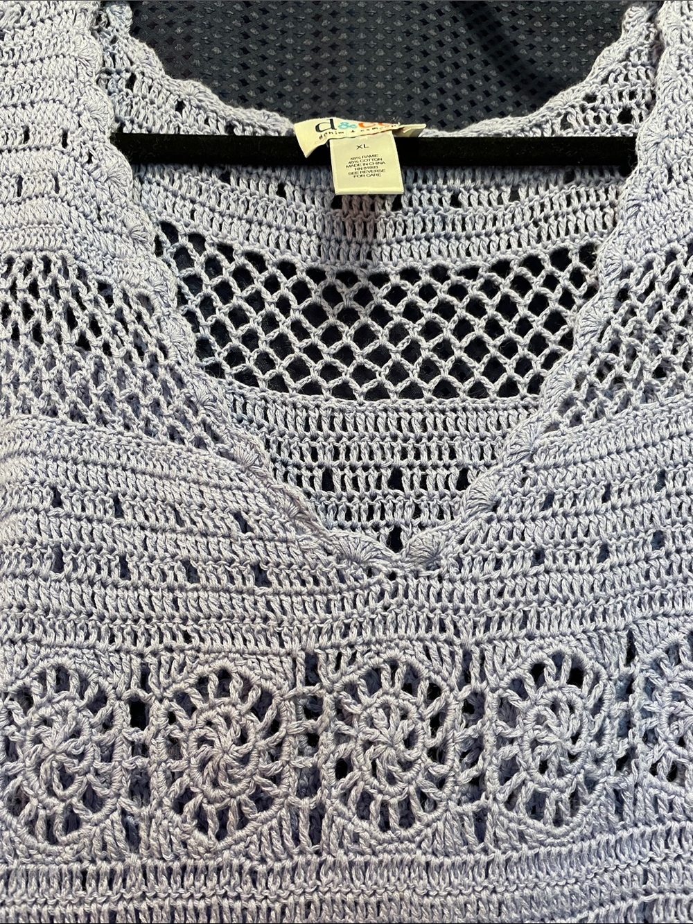 Country Blue Crochet Swim Coverup Tunic - Brand Unknown - Picture 3 of 16